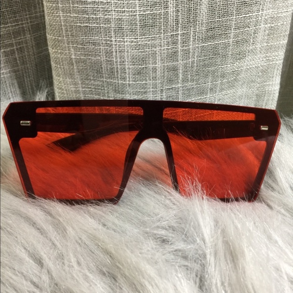 Red Unisex Oversized Square Sunglasses